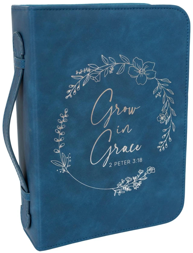 Main image of Bible Cover Case for Women - Minimalist Design Debossed Bible Case, Large Bible Covers for Women Bible Accessories (NavySilver)