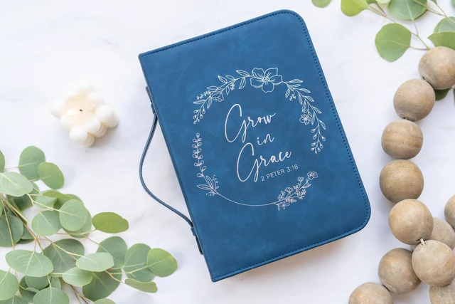 Alt view image 2 of 6 - Bible Cover Case for Women - Minimalist Design Debossed Bible Case, Large Bible Covers for Women Bible Accessories (NavySilver)