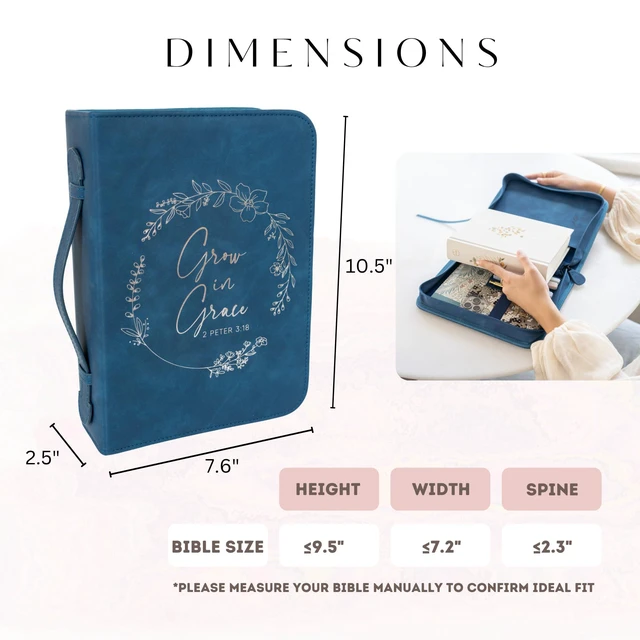 Alt view image 3 of 6 - Bible Cover Case for Women - Minimalist Design Debossed Bible Case, Large Bible Covers for Women Bible Accessories (NavySilver)
