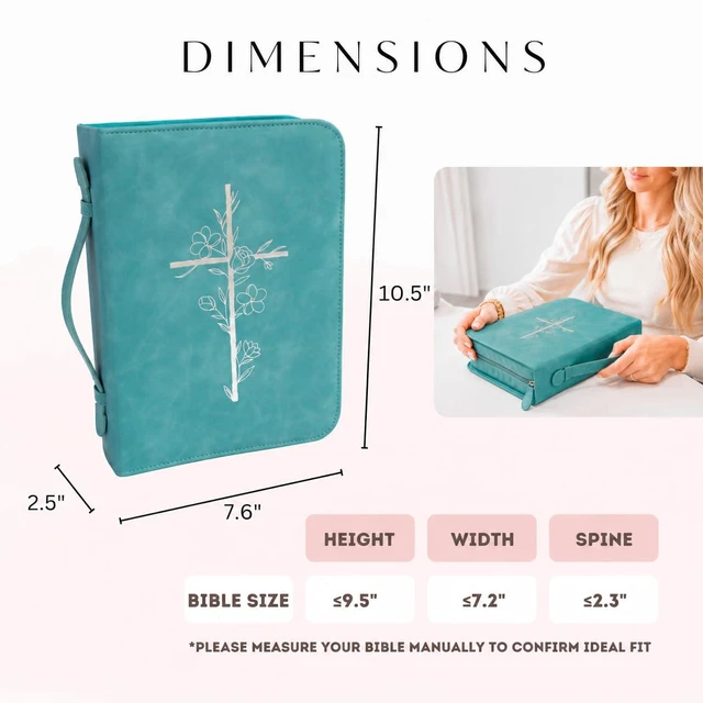 Alt view image 2 of 7 - Bible Cover Case for Women PU Leather Large Bible Case with Minimalist Debossed Design Christian Bible Accessories for Girls & Women (Teal)