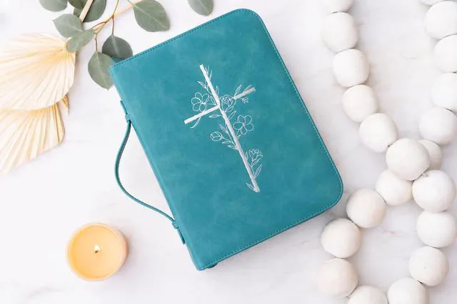 Alt view image 3 of 7 - Bible Cover Case for Women PU Leather Large Bible Case with Minimalist Debossed Design Christian Bible Accessories for Girls & Women (Teal)