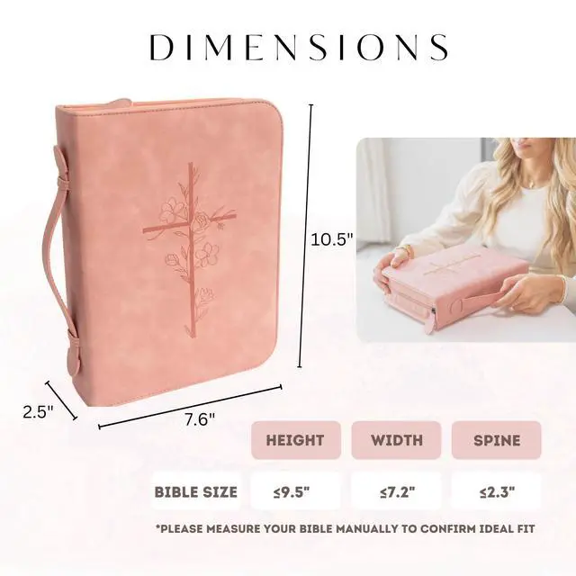 Alt view image 5 of 6 - Bible Cover Case for Women PU Leather Large Bible Case with Minimalist Debossed Design Christian Bible Accessories for Girls & Women (Pink)