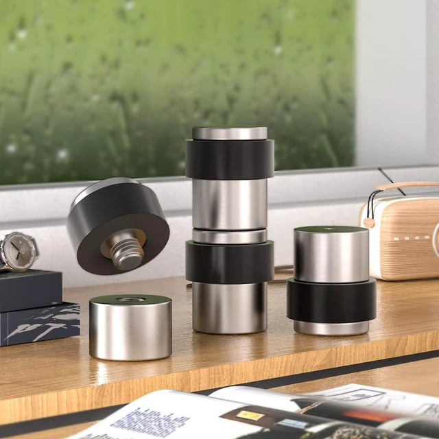 Alt view image 7 of 7 - 20Pcs Nickel Door Stopper Floor Mounted with Black Rubber, Cylindrical 304 Stainless Steel Made