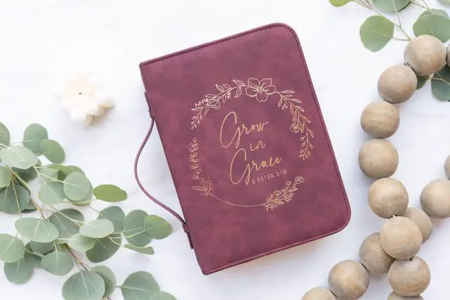Alt view image 2 of 6 - Bible Cover Case for Women - Minimalist Design Debossed Bible Case, Large Bible Covers for Women Bible Accessories (BurgundyGold)