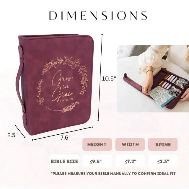 Alt view image 3 of 6 - Bible Cover Case for Women - Minimalist Design Debossed Bible Case, Large Bible Covers for Women Bible Accessories (BurgundyGold)