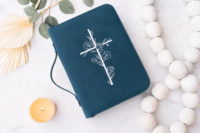 Alt view image 2 of 7 - Bible Cover Case for Women - Minimalist Design Debossed Bible Case, Large Bible Covers for Women Bible Accessories (Navy)