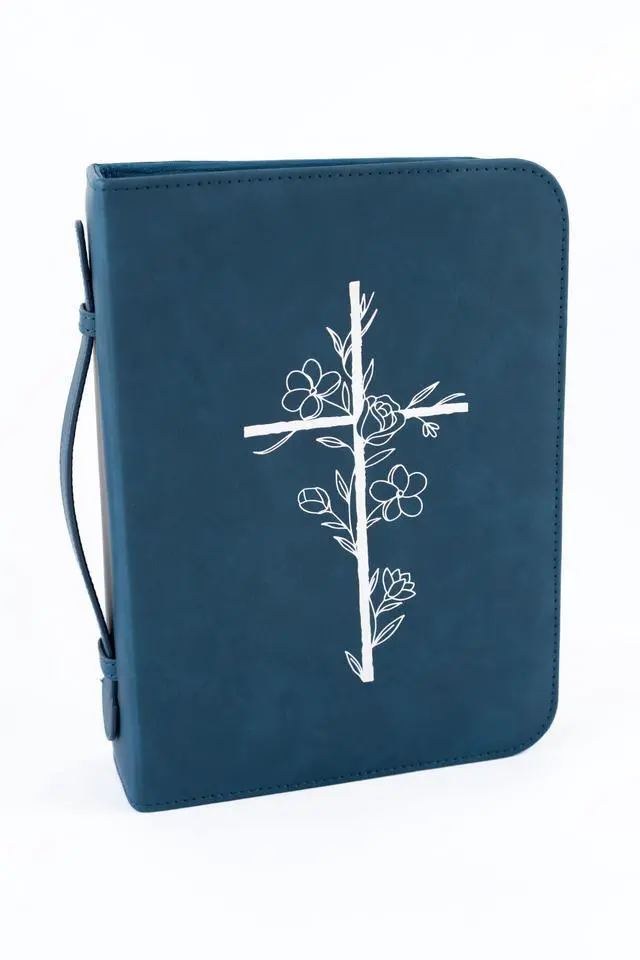 Main image of Bible Cover Case for Women - Minimalist Design Debossed Bible Case, Large Bible Covers for Women Bible Accessories (Navy)