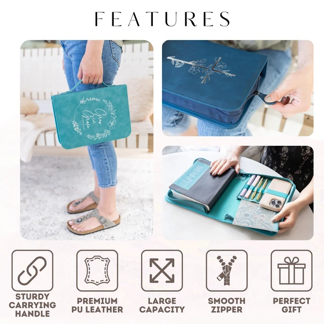 Alt view image 5 of 7 - Bible Cover Case for Women - Minimalist Design Debossed Bible Case, Large Bible Covers for Women Bible Accessories (Navy)