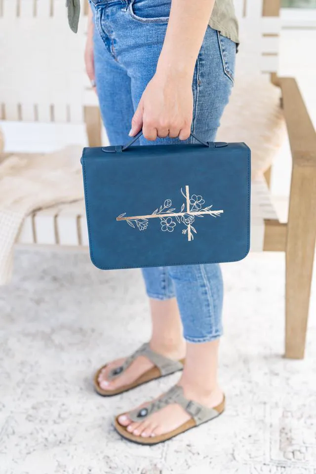 Alt view image 6 of 7 - Bible Cover Case for Women - Minimalist Design Debossed Bible Case, Large Bible Covers for Women Bible Accessories (Navy)