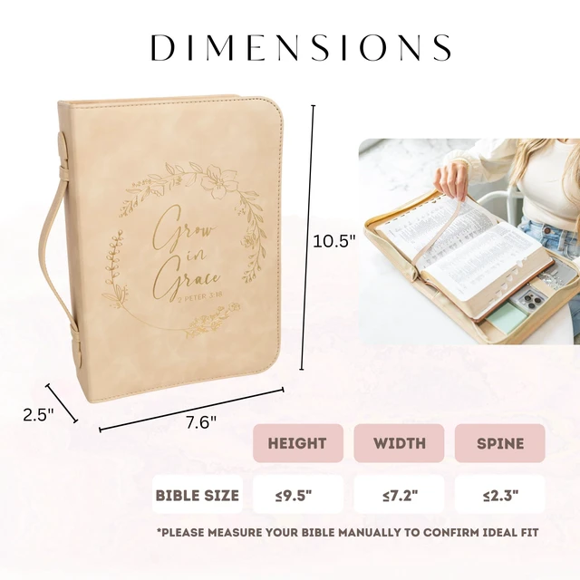 Alt view image 3 of 6 - Bible Cover Case for Women - Minimalist Design Debossed Bible Case, Large Bible Covers for Women Bible Accessories (BeigeGold)