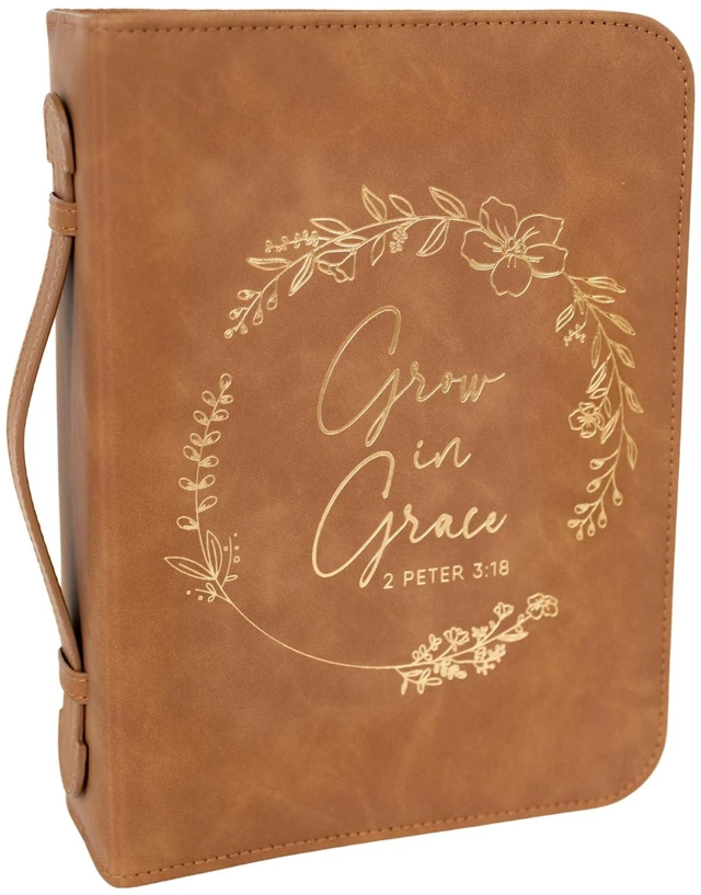 Main image of Bible Cover Case for Women - Minimalist Design Debossed Bible Case, Large Bible Covers for Women Bible Accessories (BrownGold)