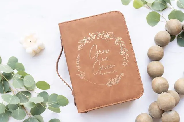 Alt view image 2 of 6 - Bible Cover Case for Women - Minimalist Design Debossed Bible Case, Large Bible Covers for Women Bible Accessories (BrownGold)
