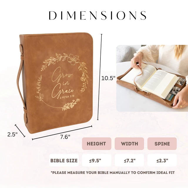 Alt view image 3 of 6 - Bible Cover Case for Women - Minimalist Design Debossed Bible Case, Large Bible Covers for Women Bible Accessories (BrownGold)