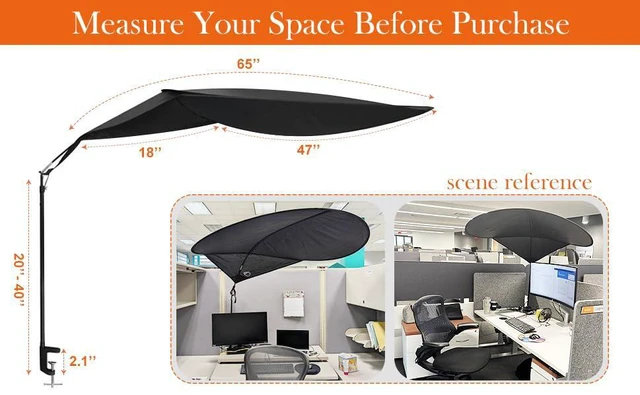 Alt view image 6 of 7 - 65" office cubicle desk shade,designed for light sensitive workers,idea for office cubicles and orginal desk canopy,block overhead light Black(Patent pending)