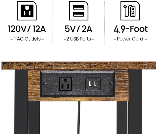 Alt view image 4 of 7 - Printer Stand, 3 Tier Rolling Printer Cart with Charging Station Small Under Desk Printer Table with Wheels for Small Space, Office, Home, Brown PS02BB001