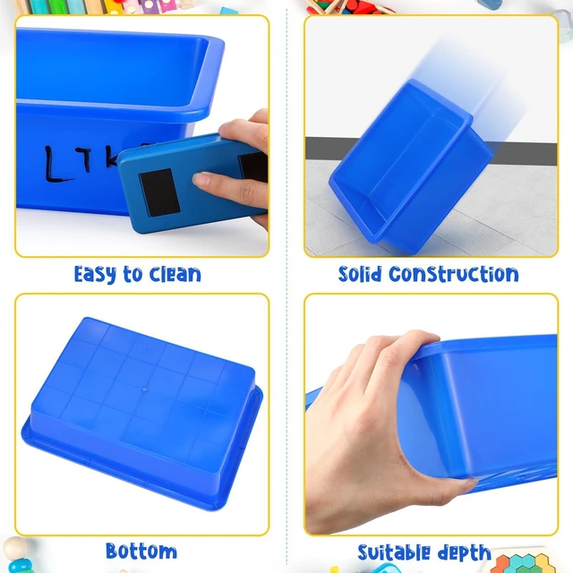 Alt view image 2 of 7 - 24 Pcs Classroom Paper Tray, Stackable Letter Size Bin, Blue Stackable Plastic Trays, Letter Size, for Turn-in Papers, Teacher Desks, Classroom Files and Office Supplies