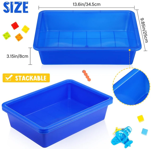 Alt view image 3 of 7 - 24 Pcs Classroom Paper Tray, Stackable Letter Size Bin, Blue Stackable Plastic Trays, Letter Size, for Turn-in Papers, Teacher Desks, Classroom Files and Office Supplies