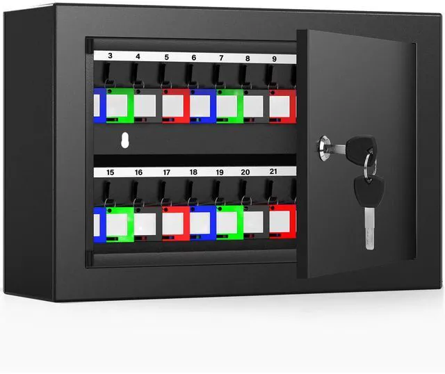 Main image of 40 Keys Key Cabinet Anti-Theft Key Lock Box with Key Tags, Adjustable Key Organizer Wall Safe for Office House Rental Business
