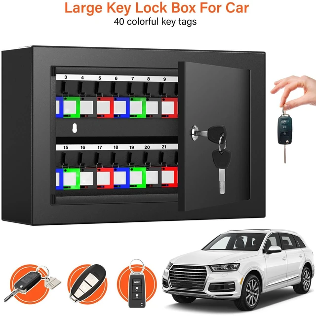 Alt view image 7 of 7 - 40 Keys Key Cabinet Anti-Theft Key Lock Box with Key Tags, Adjustable Key Organizer Wall Safe for Office House Rental Business