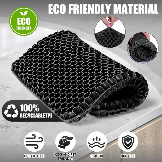 Alt view image 3 of 7 - Gel Seat Cushion for Long Sitting Hip Pain, 20x20inch Jumbo Thick Soft & Breathable Cushion for Wheelchair Gel Seat Cushion for Office Home Chairs (Black)