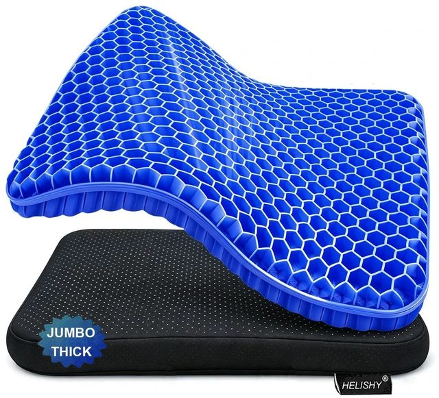 Main image of Gel Seat Cushion for Long Sitting Hip Pain, 20x20inch Jumbo Thick Soft & Breathable Cushion for Wheelchair Gel Seat Cushion for Office Home Chairs (Blue)