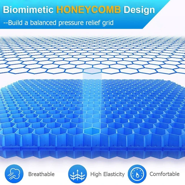 Alt view image 3 of 7 - Gel Seat Cushion for Long Sitting Hip Pain, 20x20inch Jumbo Thick Soft & Breathable Cushion for Wheelchair Gel Seat Cushion for Office Home Chairs (Blue)