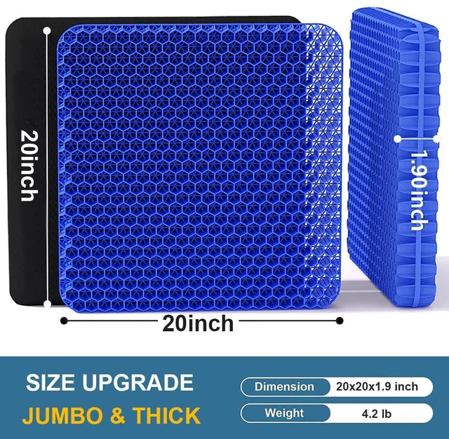Alt view image 2 of 7 - Gel Seat Cushion for Long Sitting Hip Pain, 20x20inch Jumbo Thick Soft & Breathable Cushion for Wheelchair Gel Seat Cushion for Office Home Chairs (Blue)