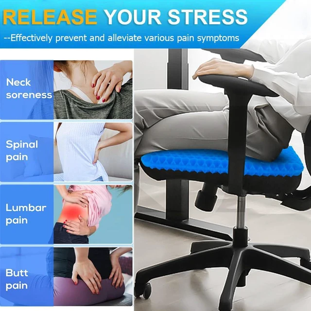 Alt view image 5 of 7 - Gel Seat Cushion for Long Sitting Hip Pain, 20x20inch Jumbo Thick Soft & Breathable Cushion for Wheelchair Gel Seat Cushion for Office Home Chairs (Blue)