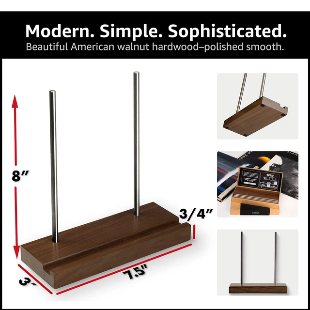 Alt view image 4 of 7 - Now Playing Vinyl Record Stand, Solid Walnut Display Holder Displays any album incl. double and triple gatefolds, solid walnut and steel, EVA non-slip base