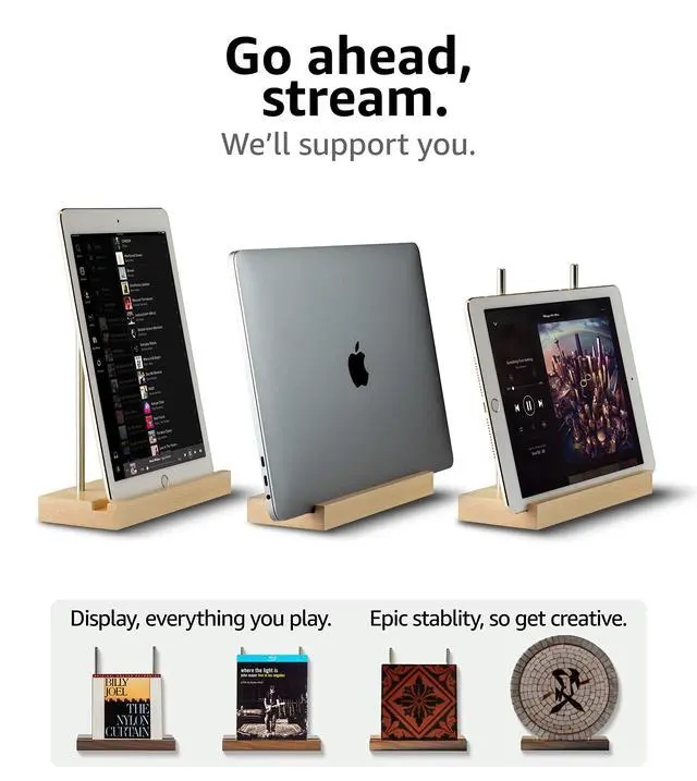 Alt view image 6 of 7 - Now Playing Vinyl Record Stand, Solid Walnut Display Holder Displays any album incl. double and triple gatefolds, solid walnut and steel, EVA non-slip base