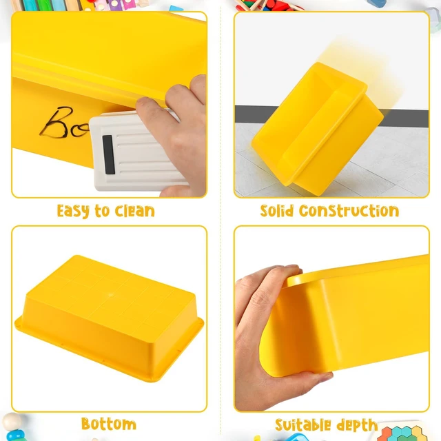 Alt view image 2 of 7 - 18 Pcs Flat Storage Organizer Bins Paper Tray Classroom,Yellow Plastic Baskets, Letter Size, for Art Pencil Book Organization, for School Office Teacher