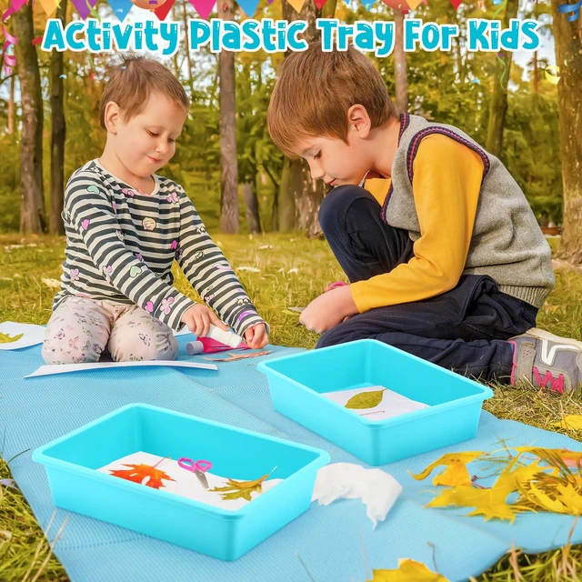 Alt view image 7 of 7 - 18 Pcs Flat Storage Organizer Bins Paper Tray Classroom,Light Blue Plastic Baskets, Letter Size, for Art Pencil Book Organization, for School Office Teacher