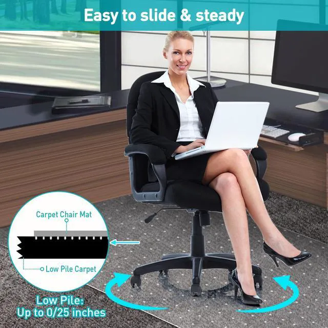 Alt view image 2 of 7 - Office Chair Mat for Carpet: 48"x36" Clear Desk Chair Mat Computer Mat for Low Carpeted Floors,Thick and Sturdy Protector, Rug Pad for Rolling Chairs Office Home Gaming