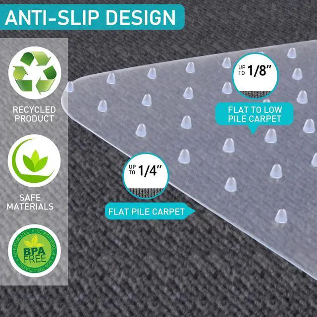 Alt view image 4 of 7 - Office Chair Mat for Carpet: 48"x36" Clear Desk Chair Mat Computer Mat for Low Carpeted Floors,Thick and Sturdy Protector, Rug Pad for Rolling Chairs Office Home Gaming