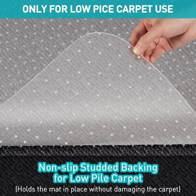 Alt view image 6 of 7 - Office Chair Mat for Carpet: 48"x36" Clear Desk Chair Mat Computer Mat for Low Carpeted Floors,Thick and Sturdy Protector, Rug Pad for Rolling Chairs Office Home Gaming