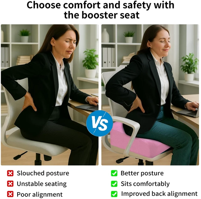 Alt view image 7 of 7 - 6" Extra Thick Memory Foam Office Chair Cushion 2-Layer Booster Seat for Back & Tailbone Pain Relief, 18 x 16 x 6in Non-Slip Cushion with Carry Handle for Wheelchair, Car, and Airplane