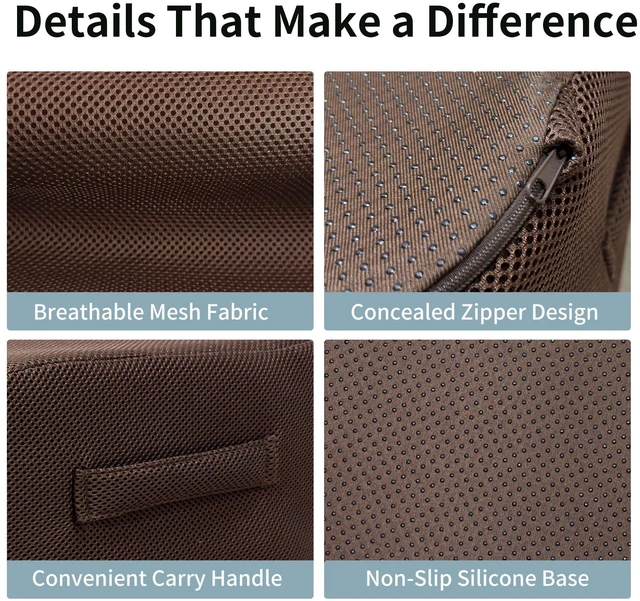 Alt view image 4 of 7 - 6" Extra Thick Memory Foam Office Chair Cushion 2-Layer Booster Seat for Back & Tailbone Pain Relief, 18 x 16 x 6in Non-Slip Cushion with Carry Handle for Wheelchair, Car, and Airplane