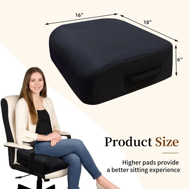 Alt view image 5 of 7 - 6" Extra Thick Memory Foam Office Chair Cushion 2-Layer Booster Seat for Back & Tailbone Pain Relief, 18 x 16 x 6in Non-Slip Cushion with Carry Handle for Wheelchair, Car, and Airplane