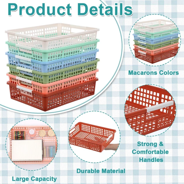 Alt view image 3 of 7 - 12 Pack Plastic Turn in Paper Trays for Classroom Storage Bin Basket Organizers for School Teacher Supplies Classroom Office Home Organization and Storage Tray Holds 4A Paper File (Boho)