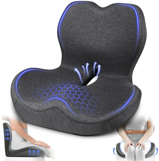 Main image of Seat Cushion with Back Support,Lumbar Support Pillow for Office Chair,X Large Memory Foam Chair Cushions for Sciatica Tailbone Pain Relief Coccyx Pad for Wheelchair, Car, Home, Office, Desk