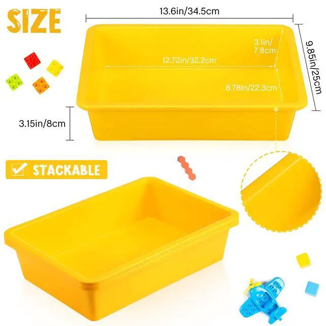 Alt view image 3 of 7 - 18 Pcs Flat Storage Organizer Bins Paper Tray Classroom,Yellow Plastic Baskets, Letter Size, for Art Pencil Book Organization, for School Office Teacher