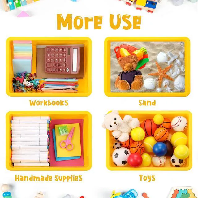 Alt view image 4 of 7 - 18 Pcs Flat Storage Organizer Bins Paper Tray Classroom,Yellow Plastic Baskets, Letter Size, for Art Pencil Book Organization, for School Office Teacher