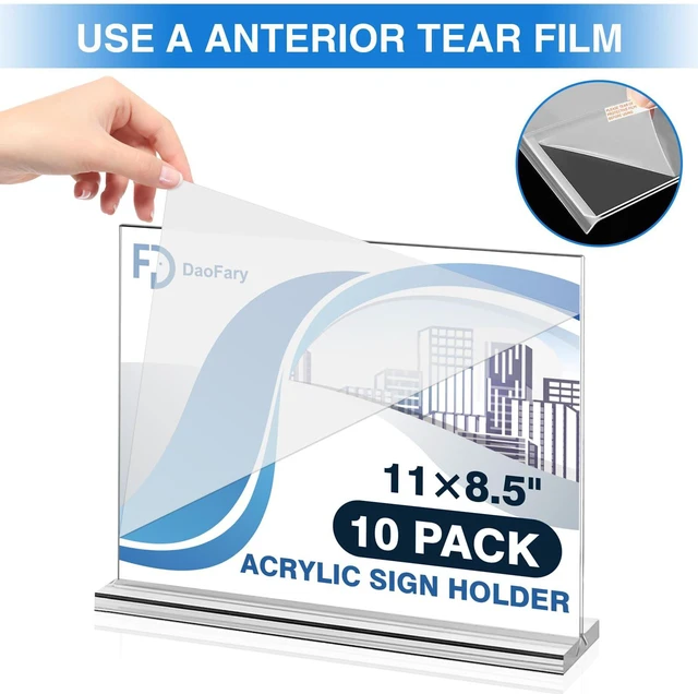 Alt view image 7 of 7 - 10 Pack Acrylic Sign Holder 8.5 x 11 Horizontal, Double-Sided Stand up Table Top Sign Holders, Clear Acrylic Picture Frame Menu Flyer Paper Holder Display Stand for Office Business Store Wedding Party