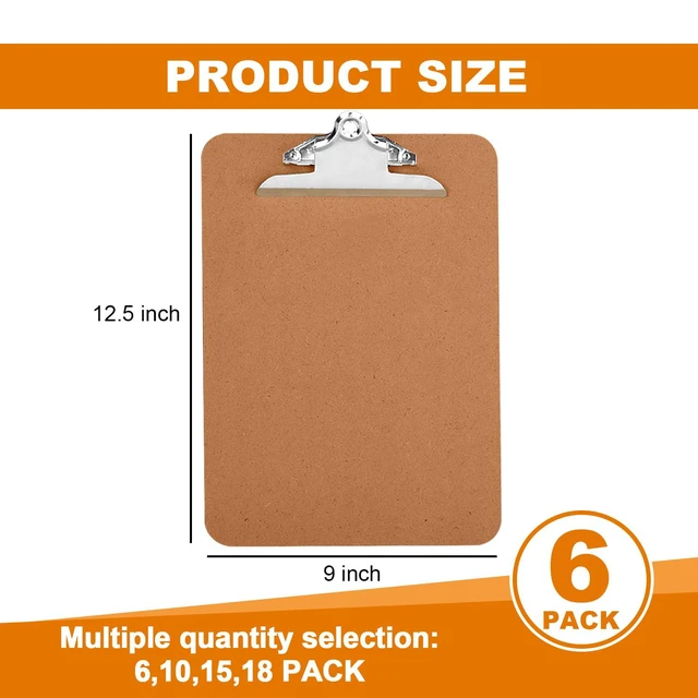 Alt view image 2 of 7 - 6 Pack Hardboard Office Clipboards - A4 Letter Size, ECO Friendly