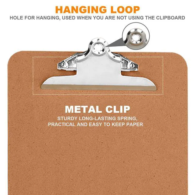 Alt view image 3 of 7 - 6 Pack Hardboard Office Clipboards - A4 Letter Size, ECO Friendly