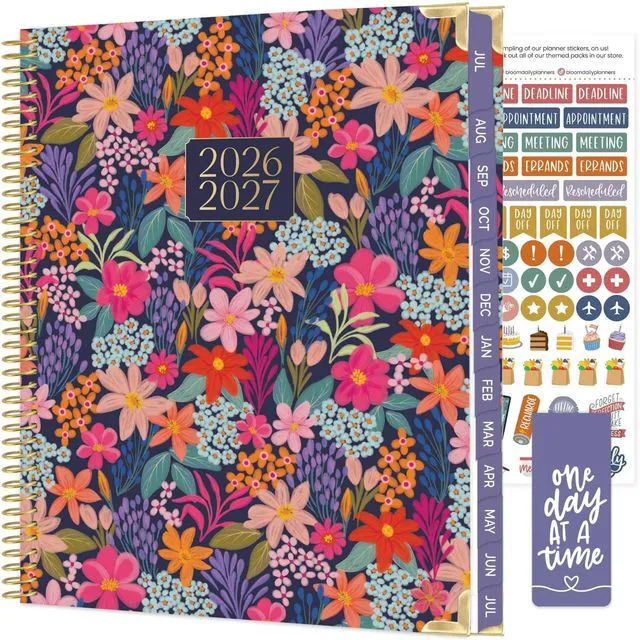 Main image of HARDCOVER Planner 2026-2027 (8.5" x 11") Academic Year (July 2026 - July 2027) - 13 Months Task Goal Planner for Women - Monthly & Weekly Agenda Book - Floral Fiesta