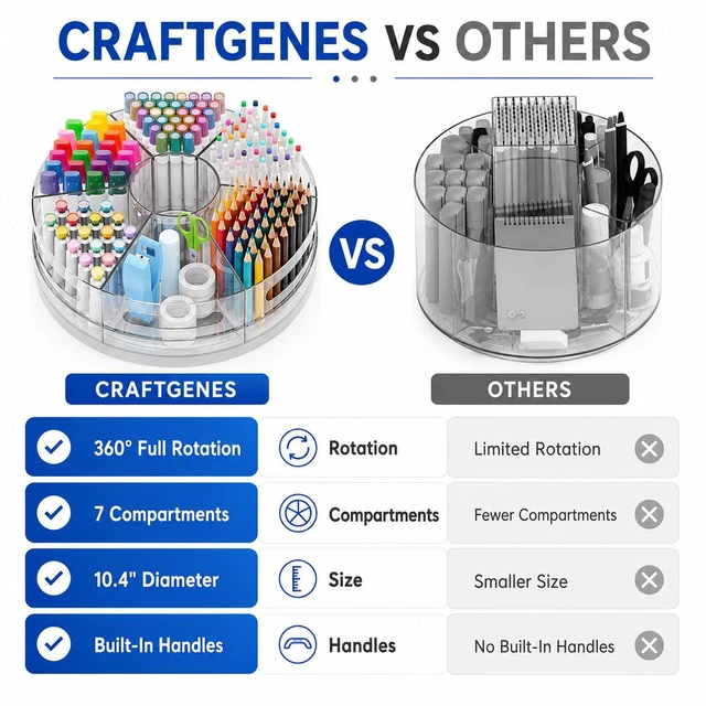 Alt view image 3 of 7 - Clear Rotating Organizer, Acrylic Pen Holder, Marker Organizer Pen organizer for desk and art supply organizer with 7 removable sections for markers, pencils, brushes, and office supplies