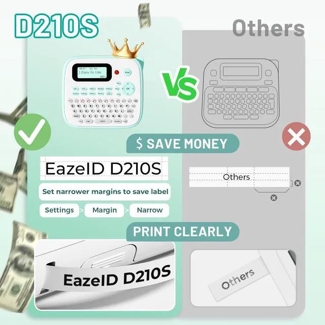 Alt view image 3 of 7 - D210S Label Maker Machine with-Tape for Kids School Supplies, Green Handheld Desktop Labeler Waterproof-Labels-12mm 0.47 Laminated White, Multiple Symbols for Home Office Classroom Teachers