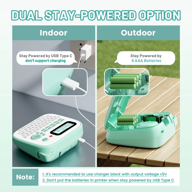 Alt view image 6 of 7 - D210S Label Maker Machine with-Tape for Kids School Supplies, Green Handheld Desktop Labeler Waterproof-Labels-12mm 0.47 Laminated White, Multiple Symbols for Home Office Classroom Teachers