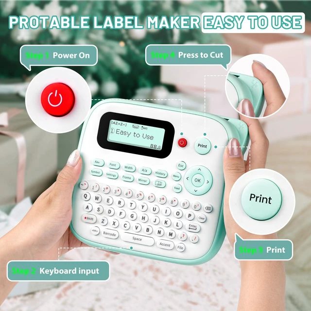 Alt view image 7 of 7 - D210S Label Maker Machine with-Tape for Kids School Supplies, Green Handheld Desktop Labeler Waterproof-Labels-12mm 0.47 Laminated White, Multiple Symbols for Home Office Classroom Teachers
